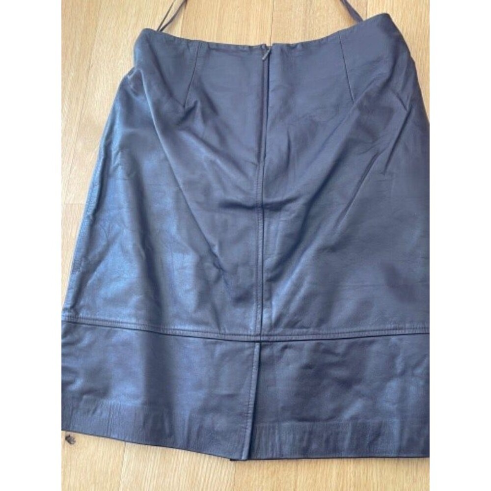 Shanghai Tang dark brown leather skirt XS